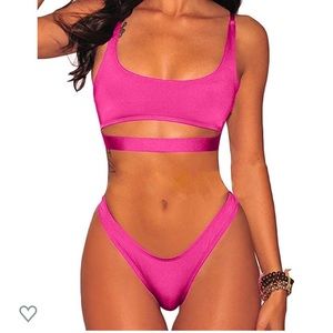 Strappy scoop neck 2 piece swimsuit